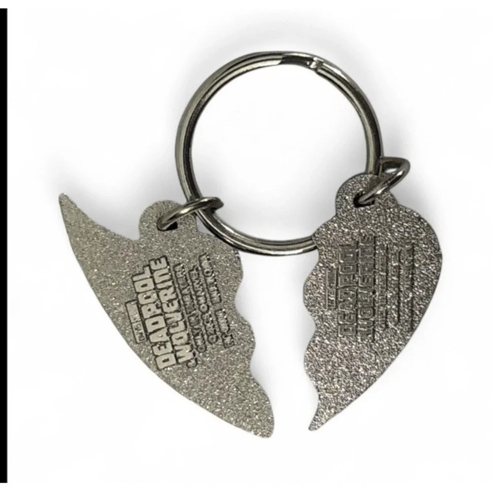 Deadpool & Wolverine Heart Shaped Keychain Duo Best Friends Forever Movie Promo